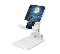 Woshuwo Wolves Howling At Moon Support pliable pour téléphone portable à angle réglable en hauteur Compatible avec tous les smartphones Blanc