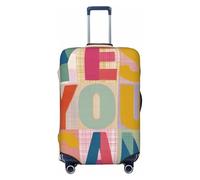 Woshuwo Yes You Can - Housses de bagage de voyage élastiques minimales à carreaux colorées et résistantes à la poussière et aux rayures pour valises de 55,9 à 61 cm