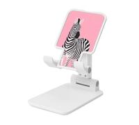 Woshuwo Zebra On Hot Pink Support pliable pour téléphone portable à angle réglable en hauteur Compatible avec tous les smartphones Blanc