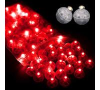 WoskjXas 100 Pièces Mini Boule Lumineuse Led Rond Ballons Lampes Led Balloon Lumière Alimenté par Batterie Mini Ballons Lampes Décorations pour Noël, Halloween, Fête, Mariage, Bricolage [rouge]