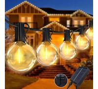WoskjXas 20 LEDs Guirlande Solaire Exterieur 12M/39.4FT Guirlande Lumineuse Exterieure G40 avec Télécommande 8 Modes IP65 Étanche G40 Lumiere Guinguette pour Cour Jardin Terrasse