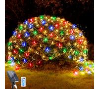 WoskjXas Filet Lumineux Solaire, Filet Solaire Guirlandes de 192 LED, 8 Modes, 2 M x 3 M Lumière de Rideau de Jardin, Télécommande, Imperméable - Idéal pour Décoration de Balcon, Clôture et Noël
