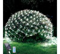 WoskjXas Filet Lumineux Solaire, Filet Solaire Guirlandes de 96 LED, 8 Modes, 1.5 M x 1.5 M Lumière de Rideau de Jardin, Télécommande, Imperméable - Idéal pour Décoration de Balcon, Clôture et Noël