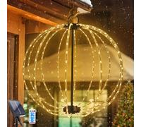 WoskjXas Lanterne Solaire Exterieur 30cm 8 Modes IP65 Imperméable Lanterne Exterieur Solaire Lanterne Jardin 96 LEDs Lanterne Solaire Suspendue Lanterne Ronde Solaire pour Balcon Terrasse[Blanc Chaud]