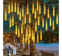 WoskjXas Lumières de Météores Solaires, 30cm 10Tubes 240LEDs Solaire Lumière de la Pluie, Guirlande Lumineuses Étanche avec Télécommande pour la Décoration de la Maison, du Jardin, de la Clôture