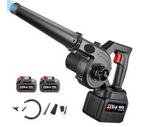 WoskjXas Souffleur à Feuilles Sans Fil 21V Souffleur & Aspirateur 2 en 1 Souffleurs à Feuilles électrique Sans Fil avec Chargeur / 2*3000mAh Batterie, 1.6m³/min 18000 trs/min, pour Jardin Cour Patio