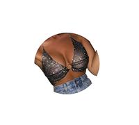 Wosois Haut court en cristal avec chaîne de corps sexy dos nu pour carnaval, fête, boîte de nuit, accessoires de poitrine, bijoux pour femmes et filles, taille unique, Cristal, Strass