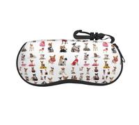 Wostery Étui à lunettes élégant pour chips alimentaires, biscuits, étui à lunettes de soleil - surdimensionné, fermeture éclair, design imprimé tendance, Joli motif carlin chihuahua., taille unique