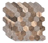 WoStick Carreaux muraux autocollants avancés en métal, 4 mm d'épaisseur, carreaux muraux autocollants avancés avec métal brossé, 10 feuilles/paquet