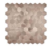 WoStick Lot de 10 feuilles d'autocollants pour carrelage en métal - 4 mm d'épaisseur - Super résistant - Avec métal brossé