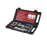 Wostore Kit d'évasement Professionnel pour Ligne de Frein Simple, Double (SAE) évasées et évasées à Bulles (ISO) avec Coupe-Tube, alésoir de Tuyau pour 3/16-5/8" 7 Tailles