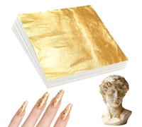 Wosyoodo 100 Pièces Imitation Feuille d'or, Feuille D'or Imitation pour Projet d'art décoration Artisanale, Décoration de Ongles Nail, Arts Peinture, Dorure Artisanale, Création DIY(14x14cm)