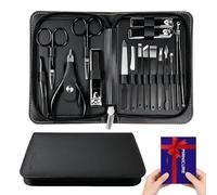 Wosyoodo Kit de Manucure et Pédicure 17-en-1 Professionnel, Ensemble Coupe-Ongles en Acier Inoxydable avec Étui de Voyage Portable, Durable & Compact pour Soins à la Maison & en Déplacement