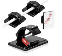 Wosyoodo Lot de 100 Attache Cable, Clip Cable, Range câble 19x14mm, Noir | Cable Clips Self Adhesive, Fixation Câble Électrique, Cable Hooks, pour Gestion des Câbles et Fixation de Guirlandes