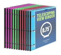 WOT I Lot de 12 classeurs télescopiques à 3 anneaux, flexibles avec dos élastique en gravats, couverture avant personnalisée, poche transparente pour catalogue, anneaux ronds robustes, peut contenir