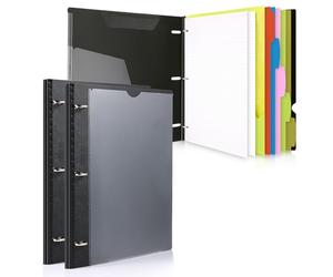 WOT I Lot de 2 cahiers télescopiques tout-en-un, classeur rechargeable à 3 anneaux avec couverture avant personnalisée+poche arrière catalogue+5 intercalaires+dossier de poche mobile+60 feuilles de