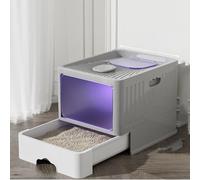 WOTAT Bac à Litière Autonettoyante,Désinfection UV,Bac Litiere pour Chat avec Pelle,Caisse Chat Litiere Portable,Litiere Fermée pour Chat,Maison de Toilette Chat XXL,2 Ouvertures,Anti-Odeur