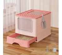WOTAT Bac à Litière Fermé,Maison de Toilette,Plateau Amovible,Pelle,Brosse,pour Grand Chat,Capacité de Charge 17 kg,Anti-Traces,Anti-fuites,Maison de Toilette Chat XXL avec Pelle