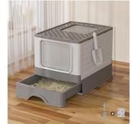 WOTAT Bac à Litière Fermé,Maison de Toilette,Plateau Amovible,Pelle,Brosse,pour Grand Chat,Capacité de Charge 17 kg,Anti-Traces,Anti-fuites,Maison de Toilette Chat XXL avec Pelle