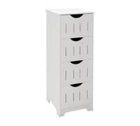 WOTAT Meuble de Salle de Bain Armoire de Rangement avec 4 Tiroir Placard avec Porte Organisateur Meuble de Rangement pour Salon Cuisine Chambre 30x30x82cm Blanc