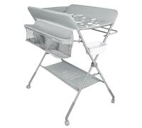 WOTAT Table a Langer Pliante avec Lavabo pour Remplacement de la couche,Table a Langer Pliante avec Ceinture de Sécurité et Panier de Rangement,jusqu'à 25 kg,peu Encombrante et Stable