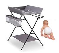 WOTAT Table à Langer Pliante avec Panier de Rangement,Charge Max 25KG pour Nouveaux-Nés Design Ergonomique,Table à Langer Pliable et Portable,5 Roues avec frein,Ceinture de sécurité