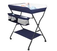 WOTAT Table à langer pliante et Portable,Table à langer avec panier de rangement,Ceinture de sécurité et 4 roues avec frein, Réglable en hauteur,Charge Max 25 kg pour Nouveaux