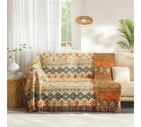 Wotcsil Plaid Canape Grande Taille Plaid Bohème Jeté de Canapé Boho Coton Jeté de Lit Ethnique Patchwork avec Motif 200x230 cm Multicolore Couvre Lit Matelassé Multicolore, (Géométrique)