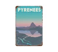 WOTDKG Panneau en métal vintage amusant, lac de montagne des Pyrénées, affiche d'art mural en métal, décoration de salle de bain, décoration de campagne vintage, affiche en métal rétro (20 x 30 cm,