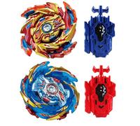 Wotean Gyroscope Turbos Kit toupie de Combat 4D Arena Metal Fusion avec Lanceur de Bataille, Coffret Cadeau pour Enfants(174-1+174-2)