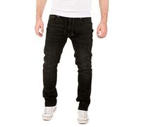 WOTEGA Noah - Pantalon de Jogging Slim fit pour Homme - Jeans Jogging Cargo pour Homme - Jegging en Denim, Noir (Phantom Black 3R4205), W32/L30