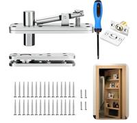 Wotendy Charnière de Porte Tournante, Charnière Porte Cachée Robuste en Acier Inoxydable, Charnières de Porte à Rotation à 360 Degrés pour Porte Secrète Porte D'Armoire et Placard, Argent