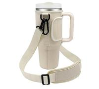 Wotermly Porte-bouteille d'eau avec bandoulière réglable pour gobelet Stanley Cup Quencher H2.0, 1,2 l, beige
