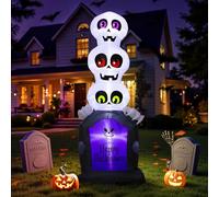 Wothfav 200CM Décoration Gonflable Halloween - Pierre Tombale et Fantômes avec Lumière LED Halloween Decoration Exterieur Light Up Ghost pour Pelouse, Jardin, Maison Hantée, Fête Extérieure