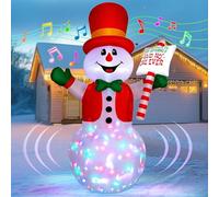 Wothfav 6FT/183CM Bonhomme De Neige Gonflable De Noël avec Lumières LED Et Capteur Infrarouge, Joue Automatiquement des Chansons De Noël, pour Décoration De Fête Intérieure Extérieure