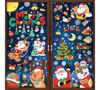Wothfav Stickers Noel Fenetre, 386 Pièce NoëL Autocollants Fenetre, 9 Feuilles Autocollant Noel, Décoration de Noël Fenetre Stickers DIY Amovibles PVC Réutilisables, Decoration Noel Interieur Maison