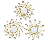 wotieuns Lot de 3 miroirs décoratifs muraux bohèmes dorés en métal à Suspendre pour Salon, Chambre à Coucher, Salle de Bain 23,5 x 23,5 cm