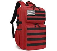 Wotony Sac à dos tactique militaire pour homme - Étanche - Sac d'assaut de 3 jours avec porte-bouteille d'eau (rouge, 30 l)