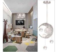 WOTTES Ø25CM Suspension Luminaire Mini Lune Étoiles LED Lustre avec 5 Ampoules Éclairage pour Chambre, 1PCS Blanche Froide