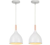 WOTTES 2pcs Plafonniers Lustre Suspension Rétro Industriel, Lampe Suspendue E27, Vintage Éclairage Plafond, Plafonniers Design Métal pour Salle à Manger, Salon, Chambre (Blanc)