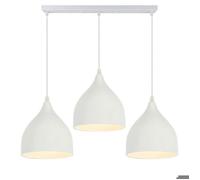 WOTTES 3 Lumières Suspension Rétro Industriel Plafonnier Design Métal Lustre Suspension avec Support de Barre, Ø17cm Blanc