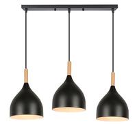 WOTTES 3 Suspension Luminaire Industrielle E27 Suspensions Éclairage Moderne Long Lumières Lustre Abat-jour Métal Lampe Suspendue Luminaires Intérieur pour Chambre Cuisine Salon (3Pcs Noir)