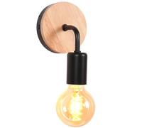WOTTES Applique Murale Industrielle Rétro Métal+Bois Lampe Murale Fer E27 Éclairage Luminaires Intérieur pour Chambre Salon Escalier Couloir (Modèle A, Noir)