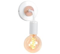 WOTTES Applique Murale Industrielle Rétro Métal+Bois Lampe Murale Fer E27 Éclairage Luminaires Intérieur pour Chambre Salon Escalier Couloir (Modèle C, Blanc)