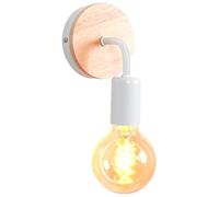 WOTTES Applique Murale Industrielle Rétro Métal+Bois Lampe Murale Fer E27 Éclairage Luminaires Intérieur pour Chambre Salon Escalier Couloir (Modèle A, Blanc)