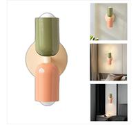 WOTTES Applique Murale Intérieur Moderne 1pcs, 2 têtes E27 Lampe Murale Scandinavie Décoration pour Chambre Salon, Vert + Rose