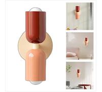 WOTTES Applique Murale Intérieur Moderne 1pcs, 2 têtes E27 Lampe Murale Scandinavie Décoration pour Chambre Salon, Rouge + Rose