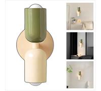 WOTTES Applique Murale Intérieur Moderne 1pcs, 2 têtes E27 Lampe Murale Scandinavie Décoration pour Chambre Salon, Vert + Beige