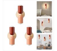 WOTTES Applique Murale Intérieur Moderne 3pcs, 2 têtes E27 Lampe Murale Scandinavie Décoration pour Chambre Salon, Rouge + Rose