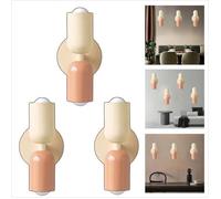 WOTTES Applique Murale Intérieur Moderne 3pcs, 2 têtes E27 Lampe Murale Scandinavie Décoration pour Chambre Salon, Beige + Rose